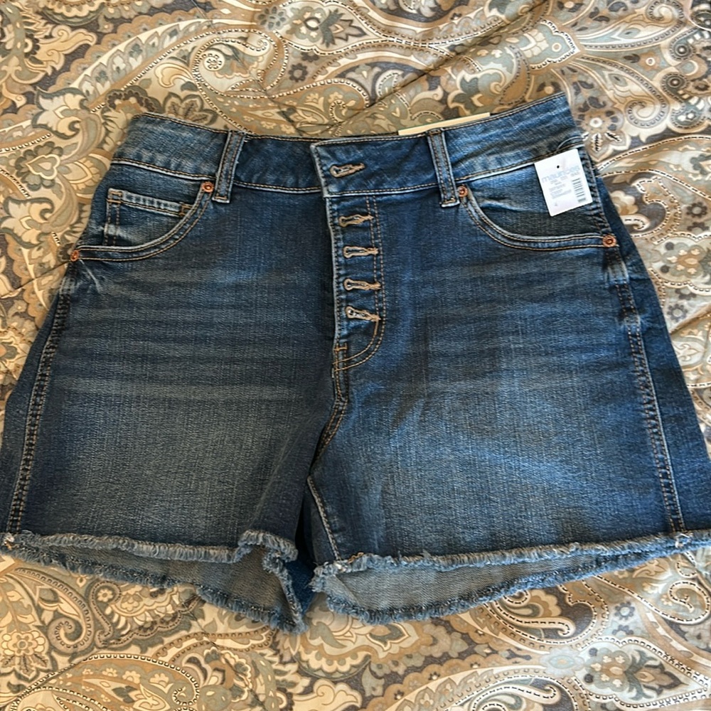 NWT high rise stretch button fly jean shorts